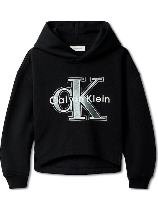Calvin Klein Fleece Kids Sweatshirt with Hood Ck Black Graphic