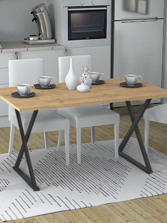Bette Table Kitchen Wooden with Metal Frame Sonoma / Anthracite 140x80x76cm