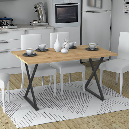 Bette Τραπέζι Κουζίνας Ξύλινο με Μεταλλικό Σκελετό Sonoma / Ανθρακί 140x80x76εκ.
