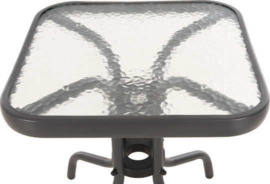 Auxiliary Table for Small Outdoor Spaces Wooden with Metal Frame Figo Grey 45x45x51cm