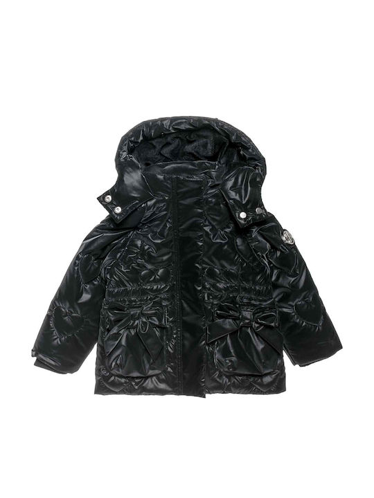 Kids' Quilted Jacket with Lining & Hood Black