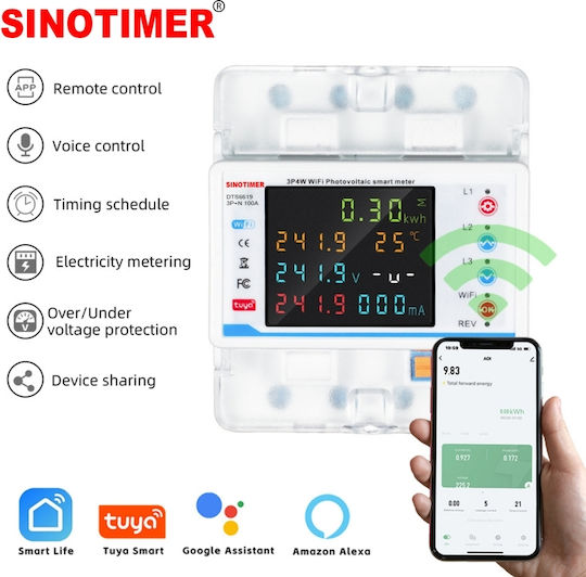Sinotimer Амперметър За Електрически Табло Дигитален Шина Трифазен Wi-Fi Твоя