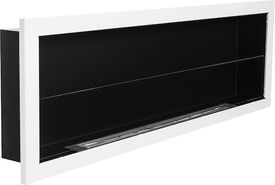 Globmetal Стенен Биоетанолова камина Вътрешно пространство Бял 120x14.4x40см