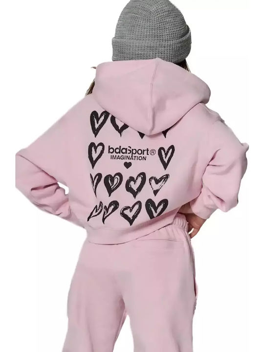 Kids Sweatshirt Cardigan with Hood Pink