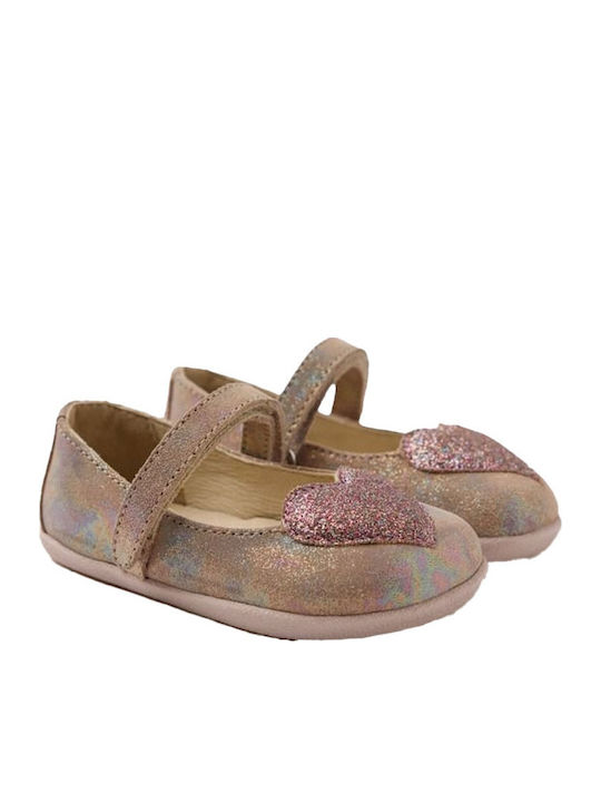 Balerini copii cu închidere Hoop & Loop Suede Roz