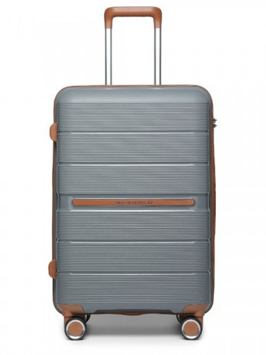 Miss Lulu Traveller Medium Grey And Brown Suitcase Miss Lulu Traveller Medium Grey And Brown Suitcase