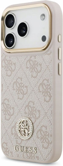 Guess 4g Strass Logo & Big Strap Metal Buttons Magsafe Umschlag Rückseite Kunststoff / Silikon Rosa (iPhone 17 Pro)