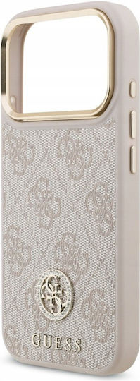 Guess 4g Strass Logo & Big Strap Metal Buttons Magsafe Umschlag Rückseite Kunststoff / Silikon Rosa (iPhone 17 Pro)
