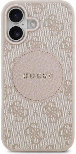 Guess 4g Circle Classic Logo Magsafe Umschlag Rückseite Synthetisches Leder / Kunststoff / Silikon Rosa (iPhone 17)