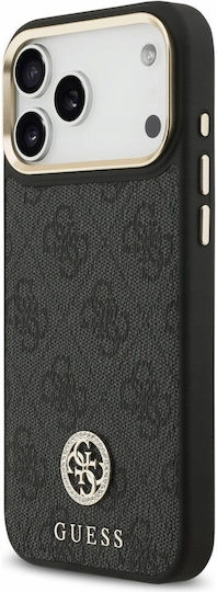 Guess 4g Strass Logo Magsafe Umschlag Rückseite Silikon / Kunststoff / Synthetisches Leder Schwarz (iPhone 17 Pro Max)