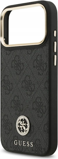 Guess 4g Strass Logo Magsafe Umschlag Rückseite Silikon / Kunststoff / Synthetisches Leder Schwarz (iPhone 17 Pro Max)