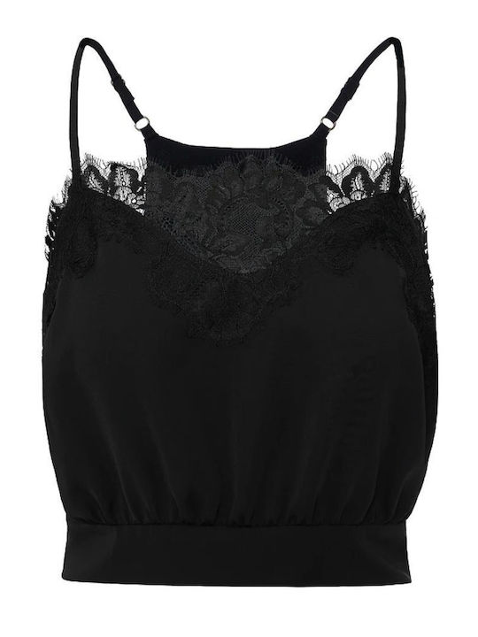 Damen Crop Top mit Trägern Black