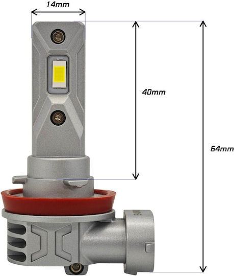 Led Bulb H9 12-24v Canbus Csp White Strong 2 Pcs New