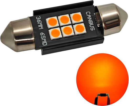 C5w Led Bulb Sv8.5 12-24v Canbus 36mm Orange