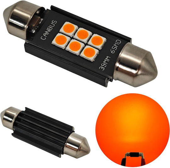 C5w C10w Bec Led Sv8.5 12-24v Canbus 39mm Portocaliu