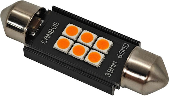 C5w C10w Bec Led Sv8.5 12-24v Canbus 39mm Portocaliu