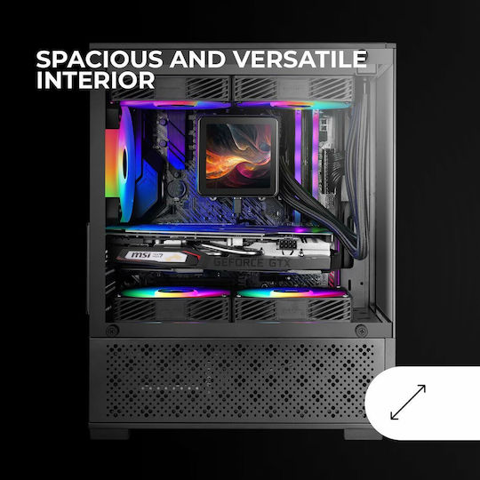 Mars Gaming MC-SE2 Gaming Midi Tower Computer Case with Side Window Black