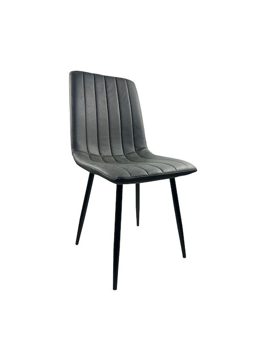 Yucaria Dining Room Artificial Leather Chair Anthracite/black 44x55x86cm