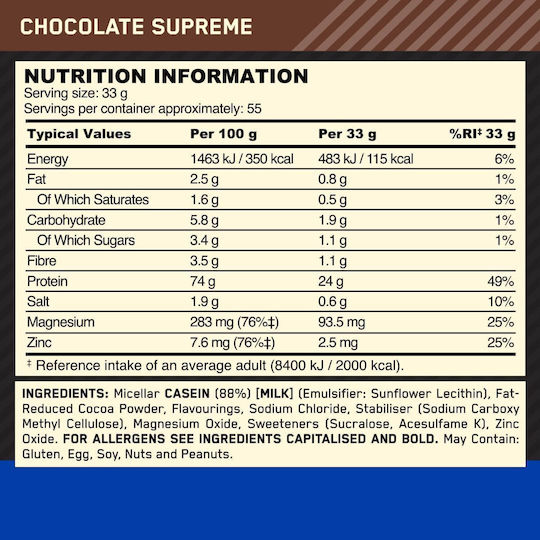 Optimum Nutrition Gold Standard 100% Whey with Chocolate Supreme Flavor 908gr