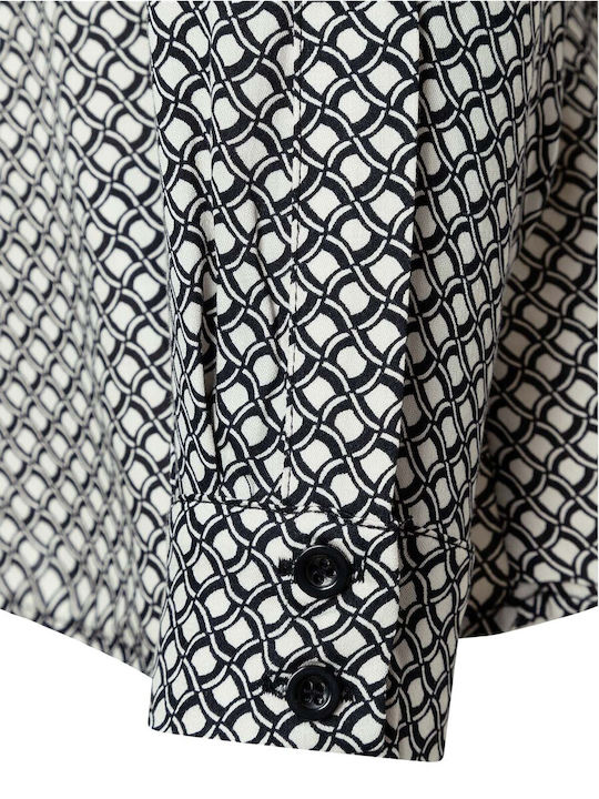 Langärmelig Damen Satin,σατεν Hemd Black