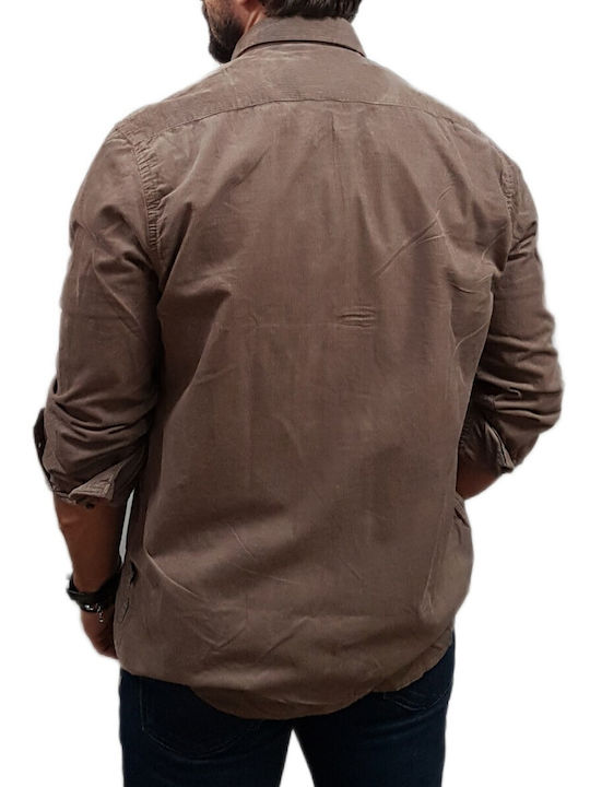 Long-sleeved Corduroy Shirt Beige
