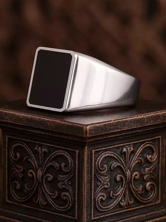 Herren Ring mit Emaille aus Silber