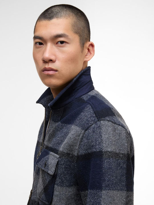 Hailwood Long Sleeve Flannel Overshirt In Regular Fit Checked Classic Navy