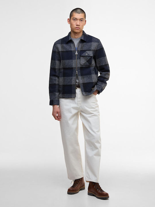 Hailwood Long Sleeve Flannel Overshirt In Regular Fit Checked Classic Navy