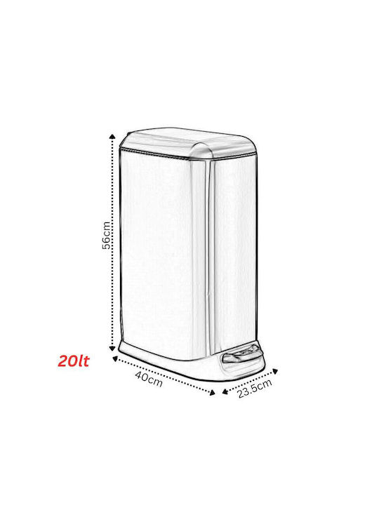 Vesta Waste Bin from Stainless Steel with Pedal Black 20lt