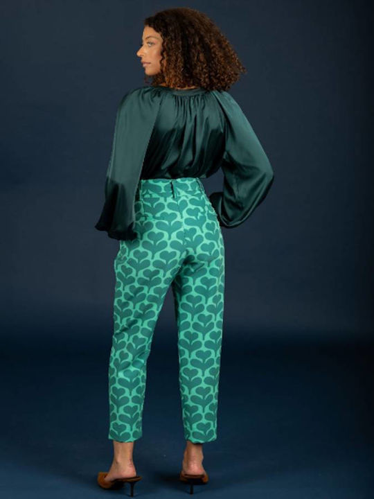 Damen Stoff Hose Green