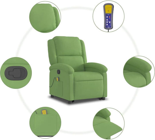 Fotoliu Relax Masaj cu Puf Catifelat Verde 71x86.5x99.5cm