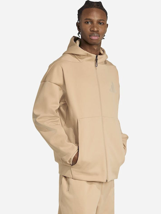 Full-zip Full-zip Ζακέτα με Κουκούλα Μπεζ