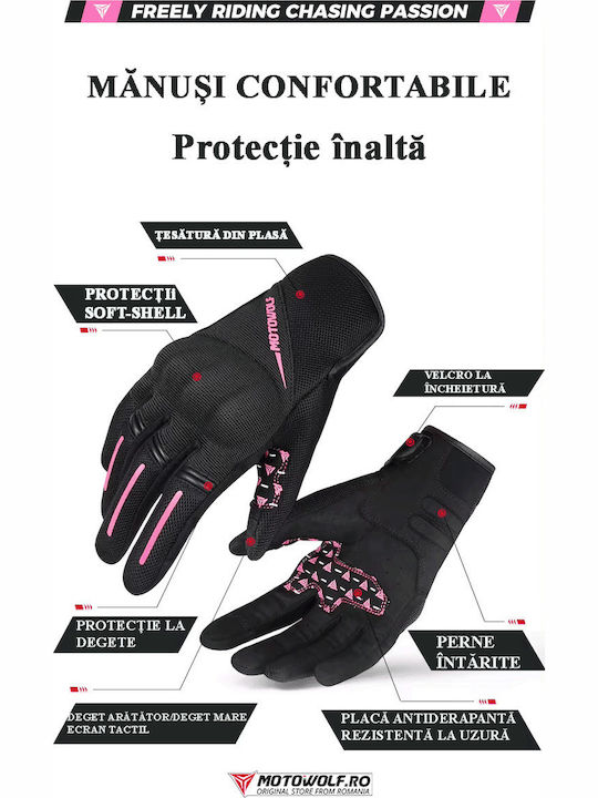 Motowolf MDL0322B De vară De damă Mănuși de motocicletă Negre