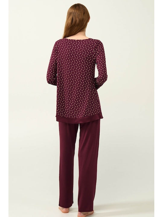Vamp Set Pijamale pentru Femei Burgundy