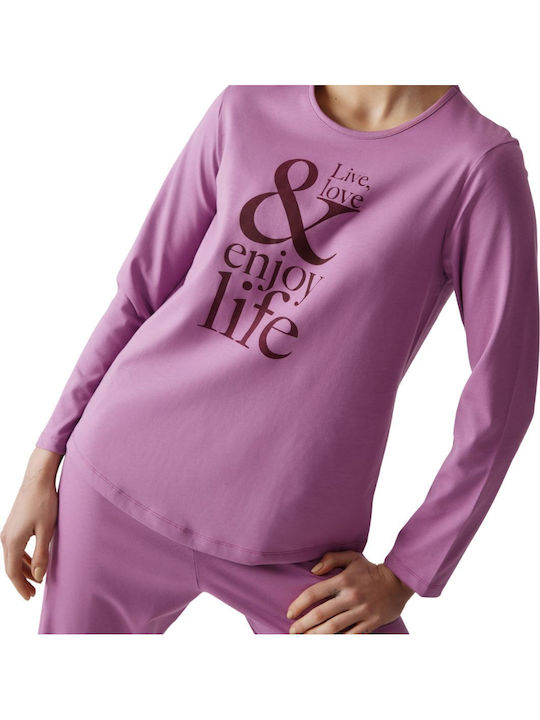 Minerva Winter Women's Pyjama Set Cotton Violet Enjoy