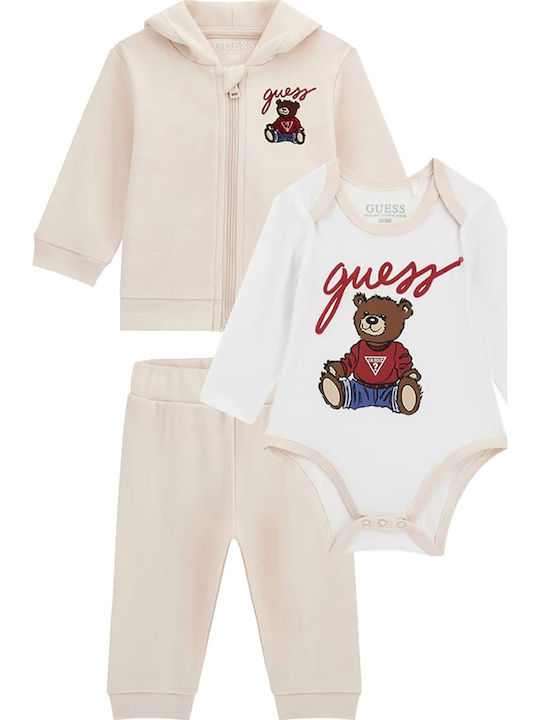 Kids Sweatpants Set Beige 3pcs