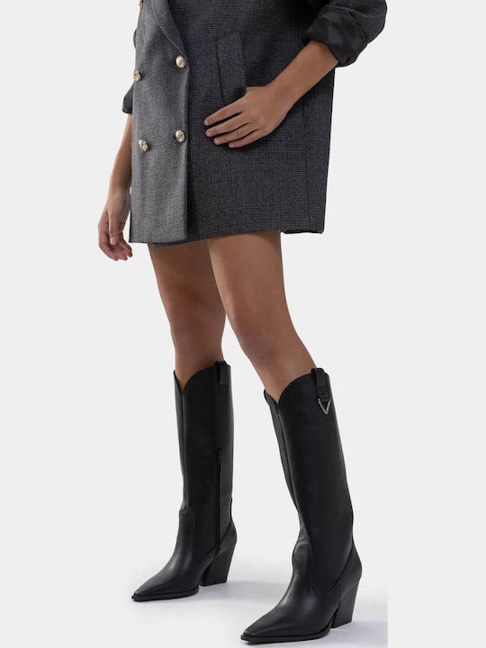 High Heel Cowboy Boots Black