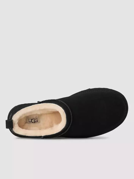 Classic Micro Closed-Toe Leather Women's Slippers Black