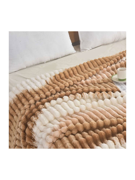 SpitiBazaar Decke Samt Übergröße 220x240cm Καφέ - Λευκό