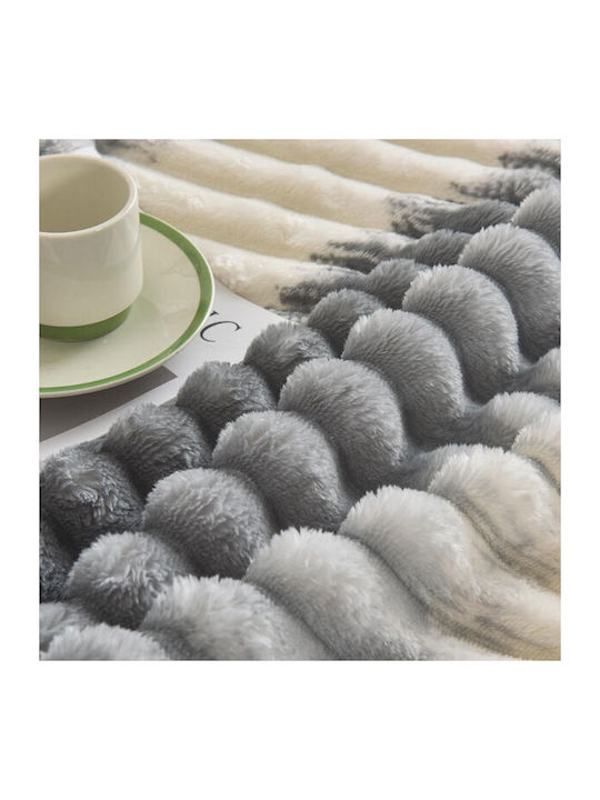 SpitiBazaar Blanket Velvet Queen 220x240cm Ανοιχτό Γκρι - Λευκό