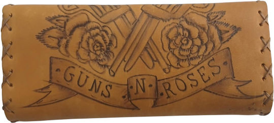 Handgefertigte Lederne Tabaktasche mit Feuergravur Design Guns N Roses Herstellerfarbe Tabak Kpn-1054