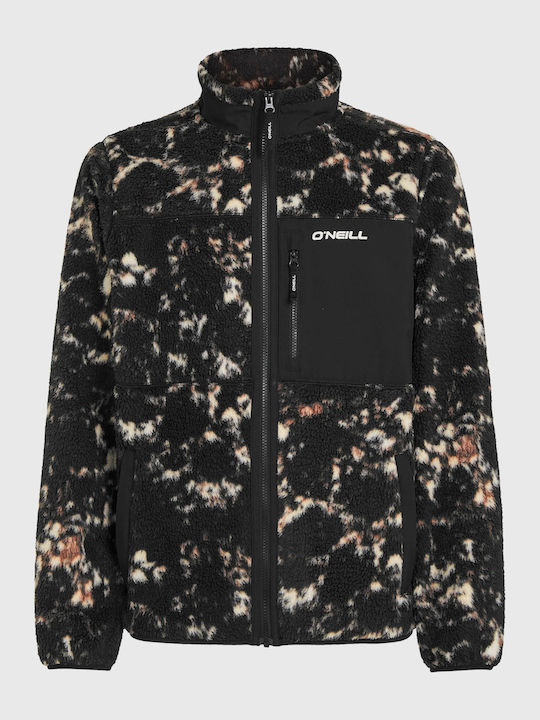 Men's Fleece Cardigan Black/beige Quarry