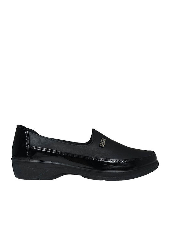 Δερμάτινα Γυναικεία Μοκασίνια σε Μαύρο Χρώμα