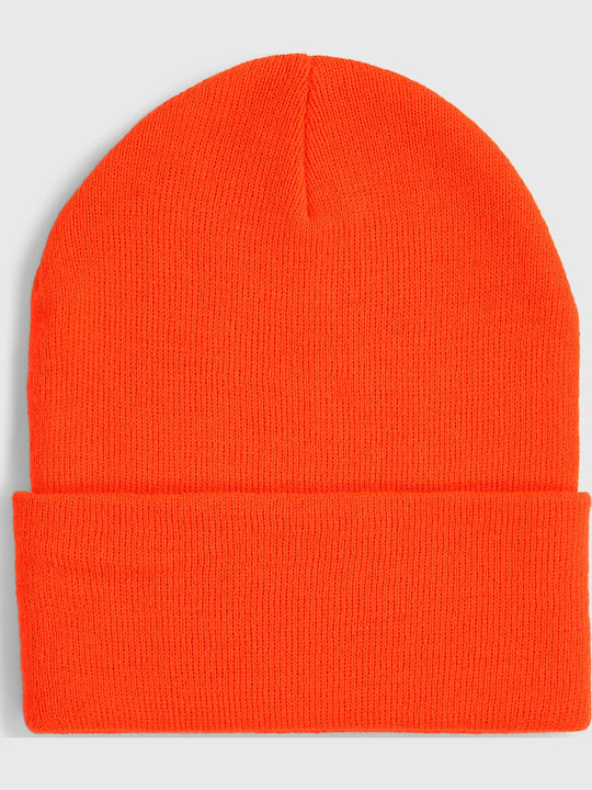 Beanie Unisex Σκούφος Πλεκτός σε Πορτοκαλί χρώμα