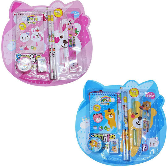 School Set 8 Pieces Bears Cats 23x23cm Justnote 703456 Pink