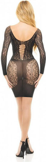 Μαύρο Μίνι Διχτυωτό Λεοπάρ Φόρεμα Pink Lipstick Animal Inside Dress One Size Black