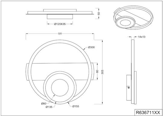 Trio Lighting Πλαφονιέρα Οροφής Καφέ με Ενσωματωμένο LED