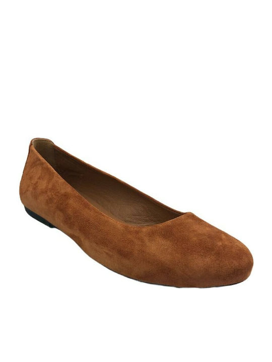 Suede Γυναικείες Μπαλαρίνες σε Ταμπά Χρώμα