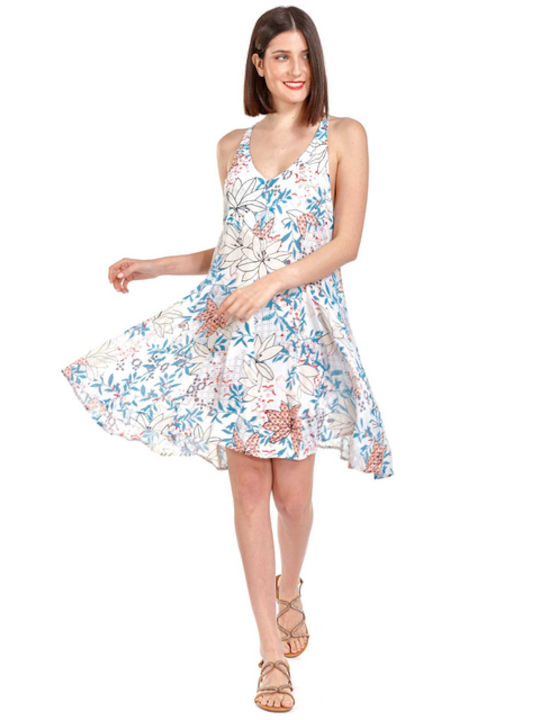 Summer Mini Dress with Ruffle Multicolour
