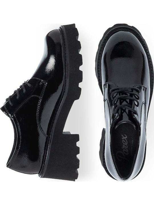 Women's Patent Leather Oxford Shoes Black